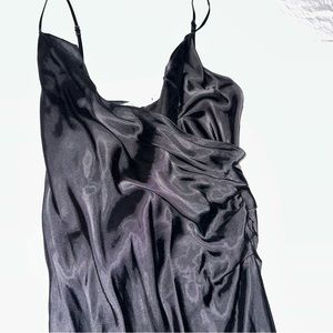 Zara black satin midi dress